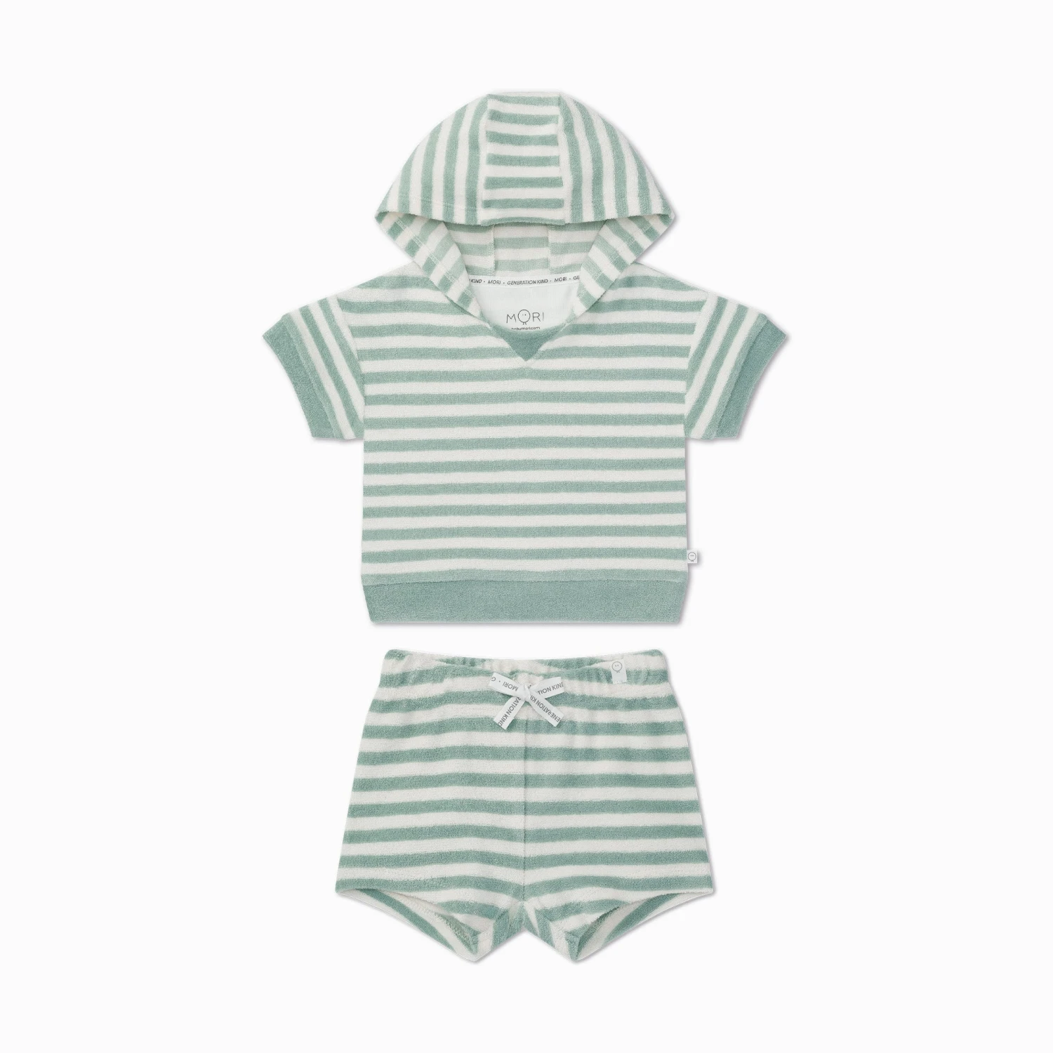 Striped Terry Towelling Oversized Hoodie & Shorts Outfit 4 Striped Terry Towelling Oversized Hoodie & Shorts Outfit - Image 2