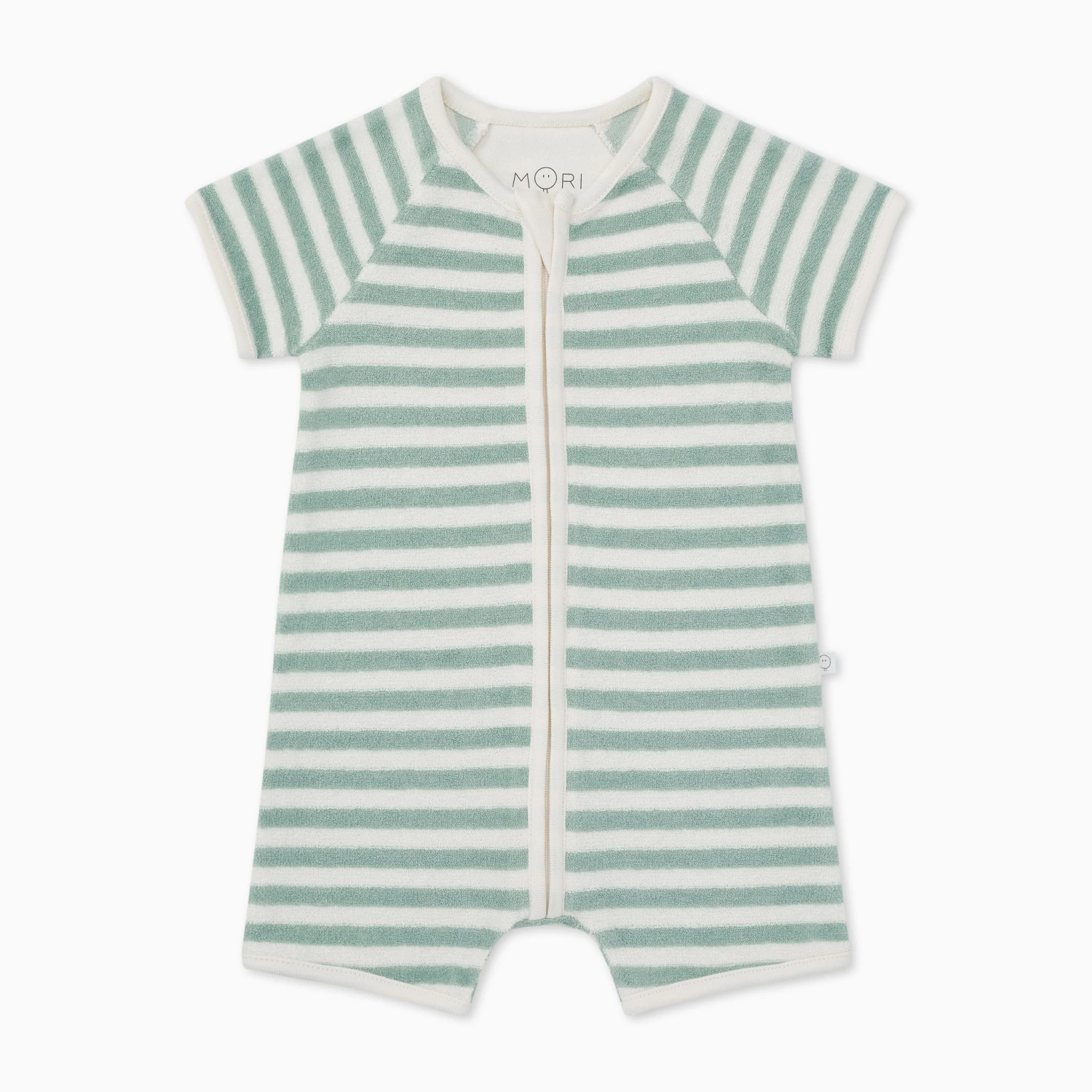 Striped Terry Towelling Zip-Up Romper 4 Striped Terry Towelling Zip-Up Romper - Image 2