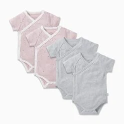 Short Sleeve Kimono Bodysuit 4 Pack -Baby Clothing Shop Summer Set Short Sleeve Kimono Bodysuit 4 Pack