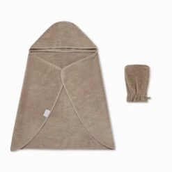 Kids Bathtime Set -Baby Clothing Shop Taupe Toddler Towel Mitt