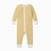 Mustard Stripe Ribbed Snug Clever Zip Pajamas -Baby Clothing Shop USA Mustard Stripe Ribbed Clever Zip Sleepsuit Footless Front