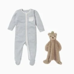 MORI Personalized Baby Pajamas & Mon Ami Bear Blanket Set