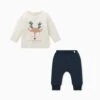 Reindeer Slogan Long Sleeve Tee & Joggers Outfit Cream -Baby Clothing Shop US Reindeer Slogan Long Sleeve T Shirt Joggers Outfit