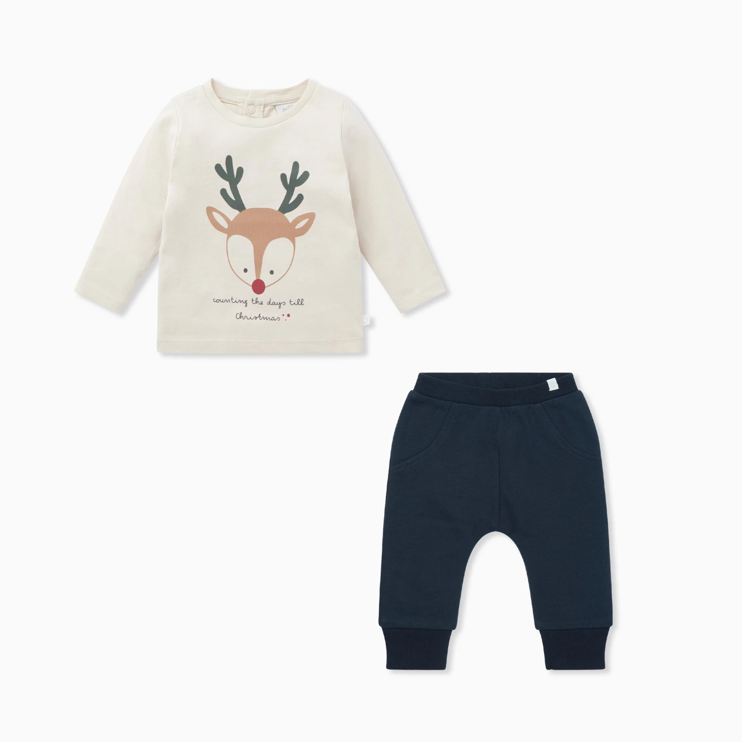 Reindeer Slogan Long Sleeve Tee & Joggers Outfit Cream 3 Reindeer Slogan Long Sleeve Tee & Joggers Outfit Cream