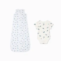 Whale Print Sleep Sack 0.5 TOG & Bodysuit Set -Baby Clothing Shop WhalePrintSleepingBag0.5TOG BodysuitSet 2 4y