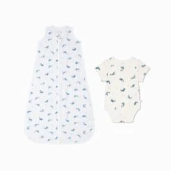 Whale Print Sleep Sack 0.5 TOG & Bodysuit Set -Baby Clothing Shop WhalePrintSleepingBag0.5TOG BodysuitSet 6 24m