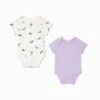 Whale Print & Ribbed Bodysuit 2 Pack 1 Whale Print & Ribbed Bodysuit 2 Pack -Baby Clothing Shop WhalePrint RibbedBodysuit2Pack lilac