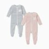 Zip Baby Pajamas 2 Pack -Baby Clothing Shop ZUSS twin pack 2 blue blush