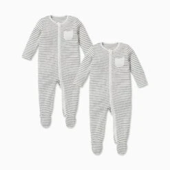 Zip Baby Pajamas 2 Pack 13 Zip Baby Pajamas 2 Pack -Baby Clothing Shop ZUSS twin pack 2 grey stripe