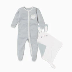 Zip Baby Pajamas & Comforter Set -Baby Clothing Shop Zip Up Sleepsuit Comforter Set Blue