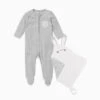 Zip Baby Pajamas & Comforter Set 2 Zip Baby Pajamas & Comforter Set -Baby Clothing Shop Zip Up Sleepsuit Comforter Set Grey