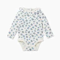 Leopard Ribbed Frill Collar Bodysuit