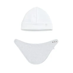 Mini Accessory Set -Baby Clothing Shop organic cotton bamboo baby bib hat white grey
