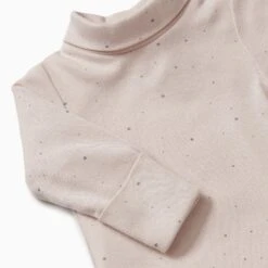 Turtleneck Bodysuit -Baby Clothing Shop organic cotton bamboo baby bodysuit roll neck stardust detail