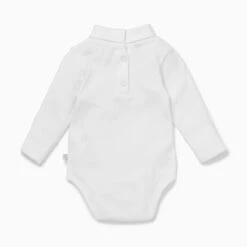 Turtleneck Bodysuit -Baby Clothing Shop organic cotton bamboo baby bodysuit roll neck white back