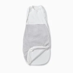 Newborn Baby Swaddle Sack -Baby Clothing Shop organic cotton bamboo baby clever swaddlebagNo pocket greystripe detail