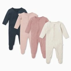 Ribbed Clever Zip Baby Pajamas 4 Pack -Baby Clothing Shop ribbed frill ZUSS 4 pack navy 471561b9 b5d2 49dc a000 f54af53da623